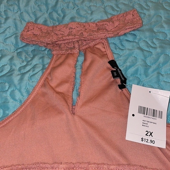 Forever 21 Plus Ambiance Long Sleeve Lace Crochet Off Shoulder Top Mauve - Picture 4 of 7